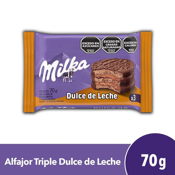 Milka Alfajor Triple Stacking with Dulce de Leche, 70 g / 2.46 oz (pack of 12)