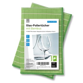 POLYCLEAN 2 x Glass Cleaning Cloths - Microfibre Cloth with Bamboo Fibres - Window Cloth for Glass and Windows (60 x 40 cm)