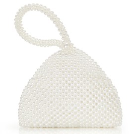 BABEYOND Pearl Clutch Purse Evening Bags for Women Elegant Triangle Purse for Wedding Bride Party Prom, Pearl, Large