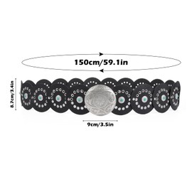 Dazzleimart Wide Disc Belt (Silver Black, 125-130cm/49.2-51.2'')