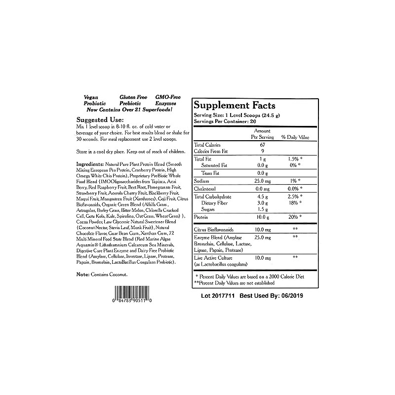 Live Plant Pea Protein Vanilla Powder by Wholistic Botanicals