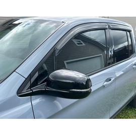 Wensdy 4pcs Outside-Mount Side Window Visor Wind Vent Deflector，Dark Smoke Nice Sun Rain Guard Set fit for 2017-2024 Honda Ridgeline 94276