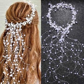 BARTOSI- Diadema de novia con perlas, borlas de perlas plateadas, accesorios para el cabello de boda, tocado de graduación para mujeres y novias