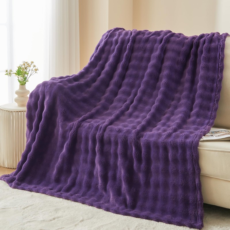NEWCOSPLAY Queen Blanket for Couch Purple Super Soft Flannel Fleece