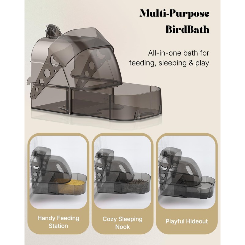 Pawfly Bird Bath for Cage, Parakeet Bath, Parakeet Bird Bath,