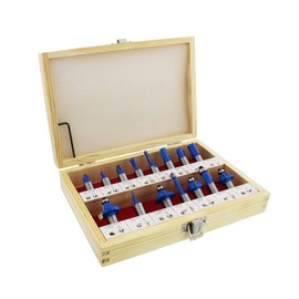 ABN Tungsten Carbide Router Bit 15-Piece Set, 1/2in Shank – Woodworking Routing Drill Bits Kit with Carrying Case