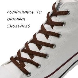 VSUDO VSUDO 2 Pairs 110 cm Flat Shoe Laces - 8mm Wide Laces for Trainers, Canvas Sneakers - Brown