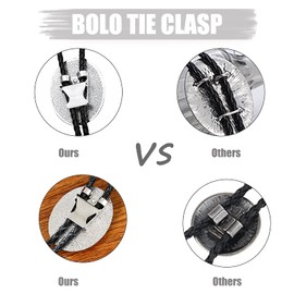 HUABOLA CALYN Bolo tie, Handmade Round Shape Western Cowboy Tiger eye Bolo ties for Men