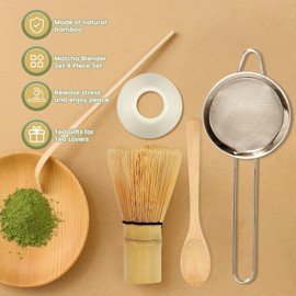 6Pcs Matcha Whisk Set Practical Matcha Kit with Whisk Holder Matcha Whisk Sifter Tea Scoop and Tea Spoon Japanese Matcha Tea Set for Matcha Tea Lovers
