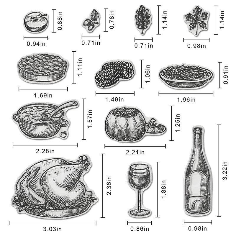Thanksgiving Day Cooking Clear Stamp for Card Making, Dish Wine