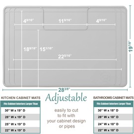 The Original Under Sink Mat - Adjustable Silicone mat, Waterproof Under The Sink Bathroom Vanity Mat, Under sink mats for kitchen waterproof - 28" x 19" or smaller
