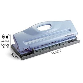 Officemate 90163 - Perforadora ajustable de 6 agujeros para planificadores y carpetas, capacidad de 8 hojas, color azul