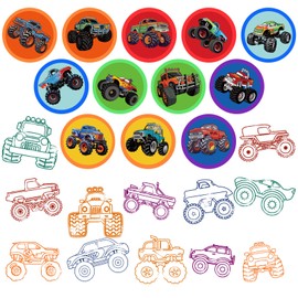 Cinrobiye 24 PCS Monster Truck Party Stampers，Truck & Car Birthday Favors, Hot Wheels Party Supplies, Classroom Rewards, Carnival Prizes, Goodie Bag & Pinata Fillers for Boys Girls