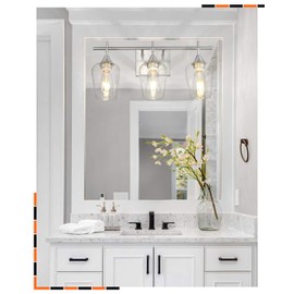 Osimir Bathroom Light Fixtures, Modern Farmhouse 3 Light Bathroom Vanity Light Fixtures, Indoor Wall Lamp in Satin Nickel Finish, Clear Glass Shade, 21"W x 7.5"H, WL9167-3C