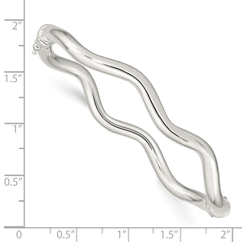 Diamond2Deal 925 Sterling Silver Wavy Hinged Bangle Bracelet