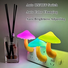 Kazgroth Sensor LED Night Light, Color Changing Mushroom Night Light Plug-in Wall Based Lamp, Gift for Kids Adults, Cute Mushroom Nursery Light for Bedroom, Bathroom, Kitchen, Hallway and Stairs