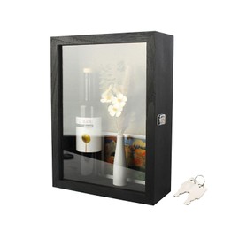 JJWLWEI 12x17 Extra Deep Shadow Box, Large Shadow Boxes Display Cases with Lock，for Displaying Photo Souvenir Collection（Black）
