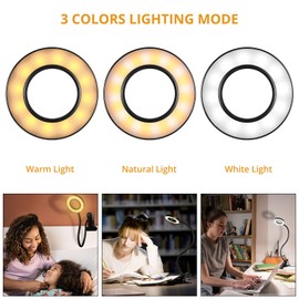 Woputne Desk Clip on Lamp for Reading Home Office, with 5V 2A Adapter, 10 Dimmable Brightness 3 Modes, Clamp Reading Light for Bed Headboard, Craft (Black)…