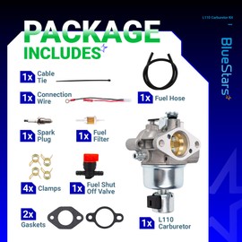 BlueStars L110 CV15S Carburetor Kit - For John Deere L110 LT160 LT155 Lawn Mower with 15hp 17.5hp Kohler CV15 CV460 SV600 CV16S SV540 SV530 SV590 Husqvarna YTH21K46 YTH20K46 LTH130 YTA1842 YTH20F42T