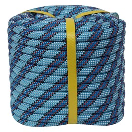 CRAYZA Double Braided Polyester Rope (1/2 in x 100 ft) Strong Arborist Rigging Rope 48 Strands for Tree Work Swing Pulling Sailing, Blue