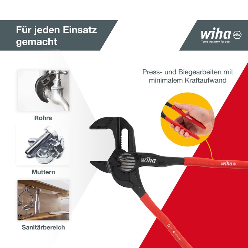 Wiha Classic Pliers Wrench 250 mm, Red, (40923)