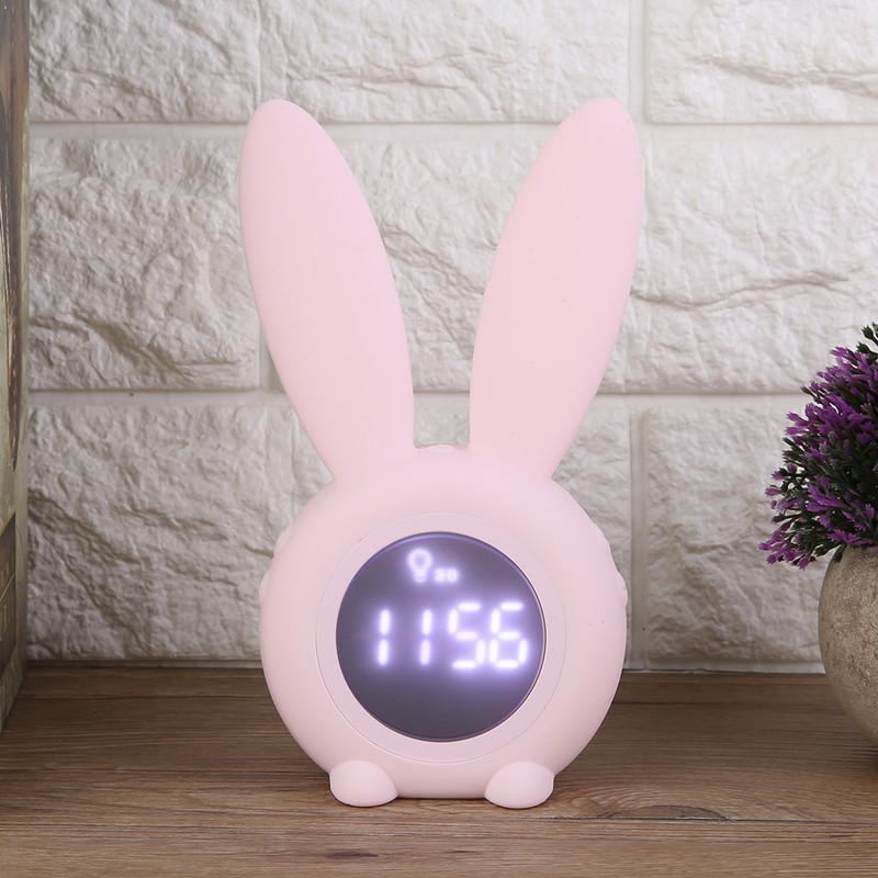 Multifunctional Cartoon Rabbit LED Screen Timing Alarm Temperature Table Clock