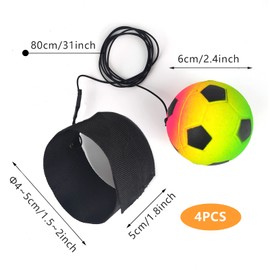 Jastown Neon Spring Ball, ball on a string, wrist rebound ball,exercises the fingers,ball on elastic, Hand eye coordination training,rubber ball on a string for kids，4 pcs