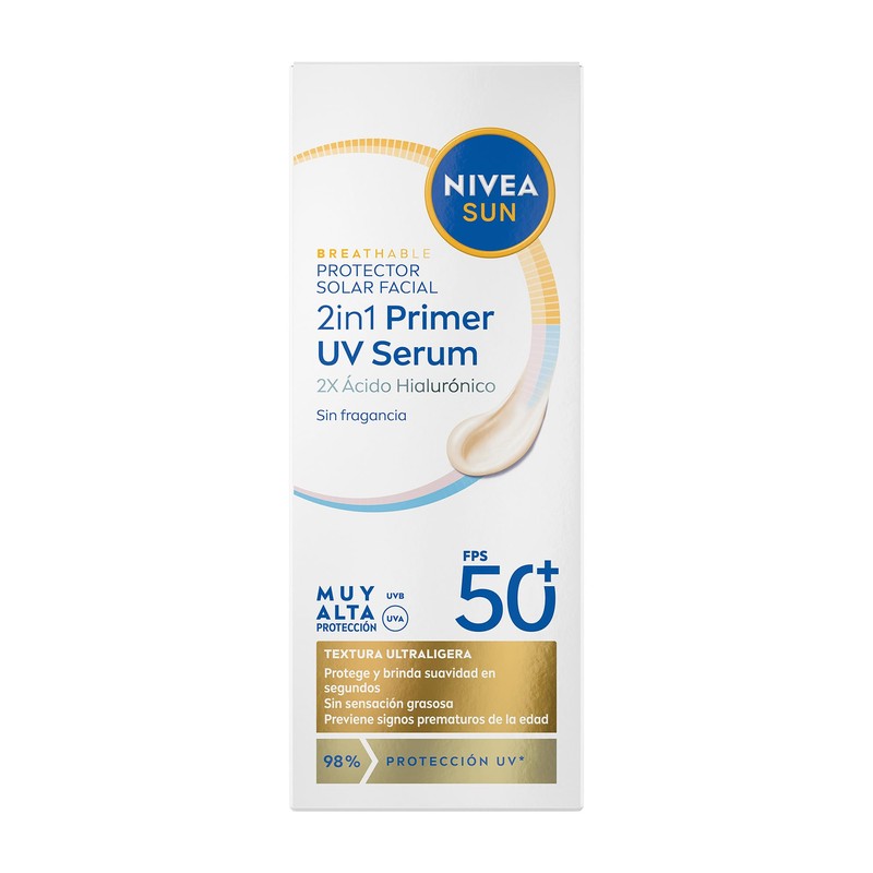 NIVEA Sun Primer 2en1 UV Serum 30ml, Prebase de maquillaje