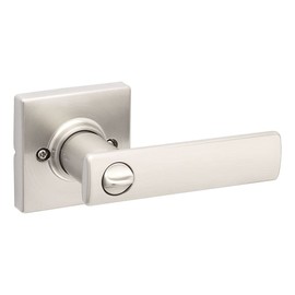 Kwikset Breton Privacy Door Lever for Bedroom and Bathroom Doors featuring Microban in Satin Nickel