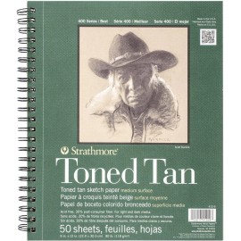 Strathmore 400 Series Sketch Pad, Toned Tan, 9x12 inch, 50 Sheets