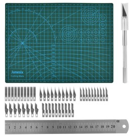 MEFENY Tapete de Corte de 11.2 x 8.3 in (A4), Incluye 50 Cuchillas de Diferentes Tamaños, 1 Portacuchillas, 1 Regla para Coser, Bordar, Manualidades y Cortar