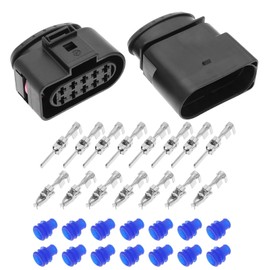 Be In Your Mind 2PCS 10 Pin Car Headlight Connectors Male & Female with Terminals & Seals 1J0973735 1J0973835 Front Lamp Connector Headlight Assemblies