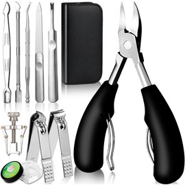 16 PCS Toe Nail Clipper, Modacraft Sharp Toenail Clippers Kits for Thick Nails, Professional Ingrown Toenail Treatment with Toenails Trimmer, Stainless Steel Nipper, Nail File for Men Women Gift