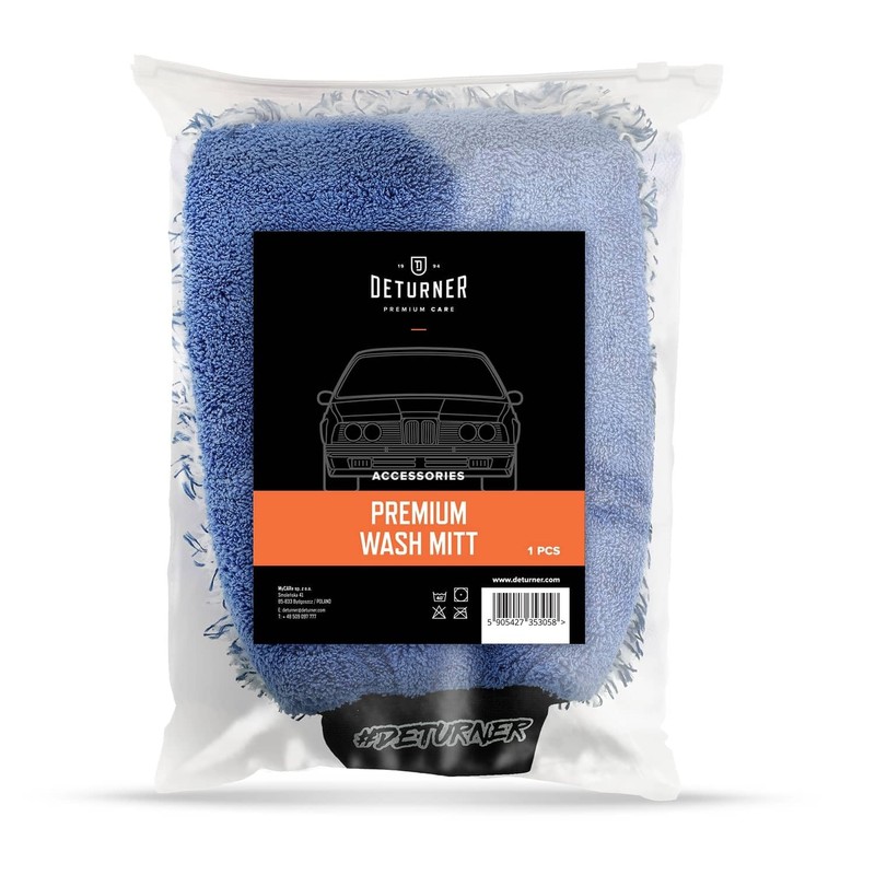 DETURNER Premium Car Wash Mitt, Double Sided Microfiber, Blue, Pack