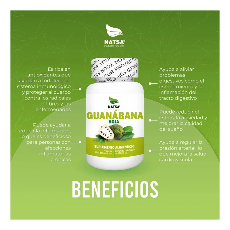 Natsa Guanbana 100 Cpsulas Suplemento Natural Sin Sabor