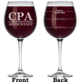 Wine Glass Mood Fill Lines CPA Certified Public Accountant (Large Stemmed, 20oz)