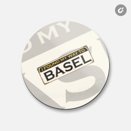 Unbranded Basel Retro Travel Tin Sign | 4'' X 4'' Round Decorative Magnet