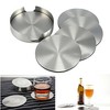 ZAUIBDUU 6pcs Round Stainless Steel Antiskid Coasters with Holder for