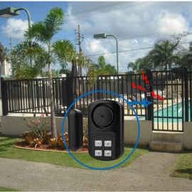 Outdoor Door Gate Alarm with Remote Control, Wireless Weatherproof Entry Door Sensor Alarm with Adjustable Volume for Pool,Fence,Home,Kids Safety