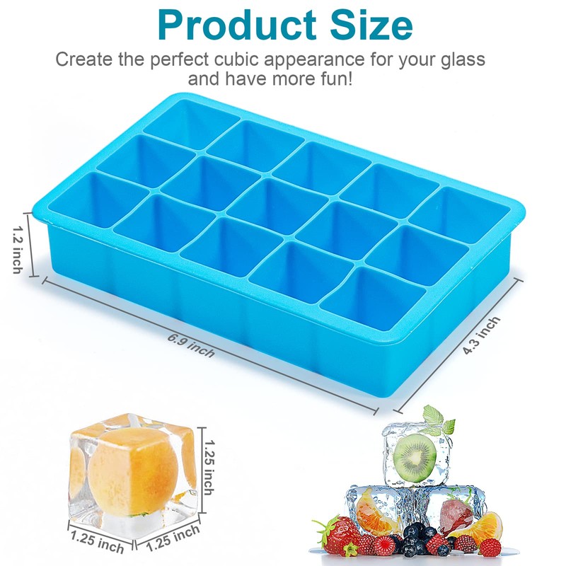 2 Pack Ice Cube Trays, ZDPMK Silicone Easy Release Flexible