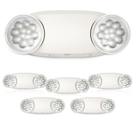FREELICHT 6 Pack Emergency Lights for Business, Round Heads, 90min Battery