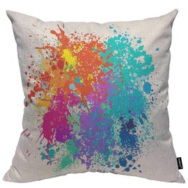 HOSNYE Splash Ink Graffiti Throw Pillow Cushion Covers Color Background of Paint Splashes Decorative Square Accent Pillow Case 18 x18 inch