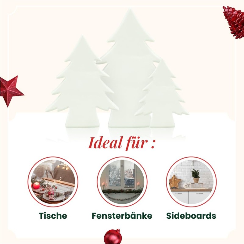 HEITMANN DECO Ceramic Christmas Tree Set of 3 White