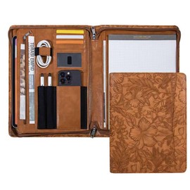 Link Luck Portfolio Organizer - 3 Ring Binder with Zipper, Vegan Leather Business Padfolio Folder with Notepad Includes 5 Clear Sheet Protectors for Documents Files for Men Women