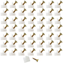 50-Pack Heavy-Duty Plastic Corner Brackets with Self-Tapping Screws Repair Mending Wedges Fixing Sagging Drawer for 45° Cabinet Shelving – Reinforced Layer Shelf Supports for Secure & Durable (Gold)