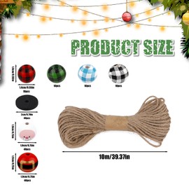 160pcs Christmas Wooden Beads, Santa Claus Wooden for Crafts, Christmas Craft Supplies with 10m/39.37in Twine Christmas Beads, Christmas Crafts for Adults Wooden Christmas Ornament Kits