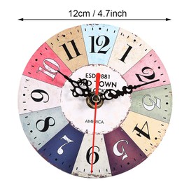 Extra Small Wall Clock 4.5 Inch Wall Clock, 12cm Vintage Style Hanging Clock Wall Decoration, Artistic Creative European Style Round Antique Home Office Living Room Numeral Wall Clock Decoration,(#5)