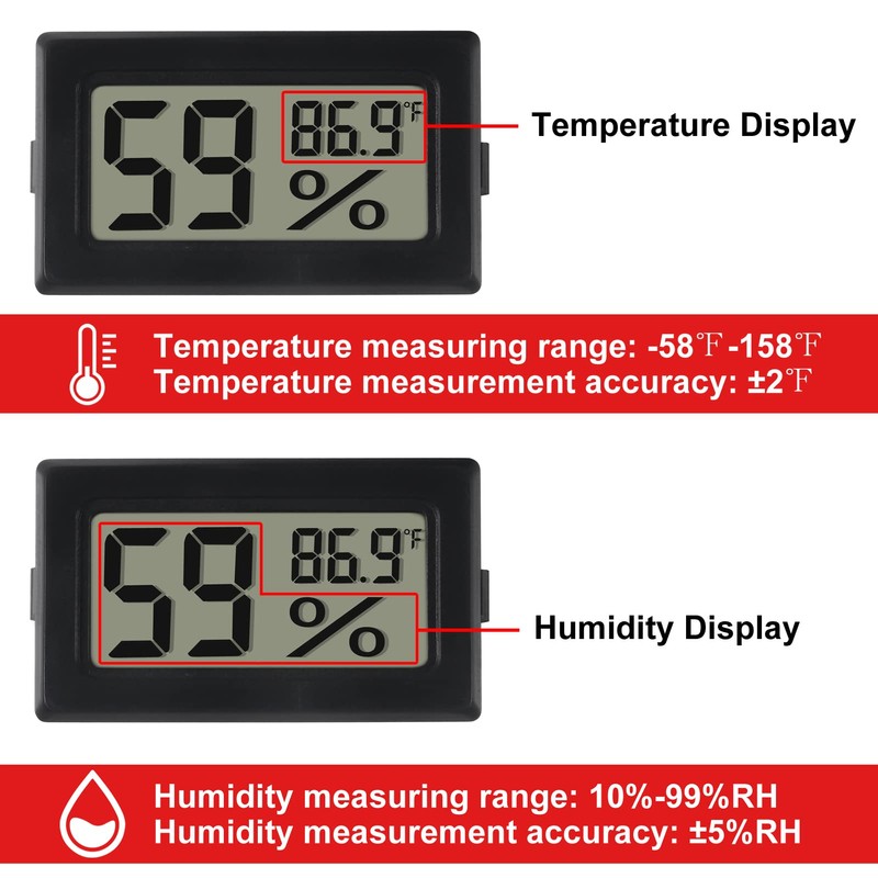 DWEII 6-Pack Mini Digital Thermometer Hygrometer with Probe Indoor Temperature