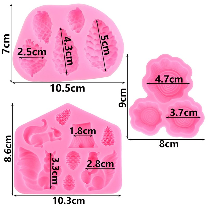 ZiXiang Pine Cone Silicone Mold Squirrel Tree Stump Fondant Molds