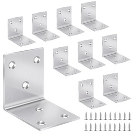 Yeepeo Angle Connectors 50 x 50 x 50 mm, Stainless Steel Angle Metal Angle 90 Degree L Shape Furniture Angle Stainless Steel Angle Hole Angle with 60 Screw for Wood Furniture Wall Table Chair Pack of